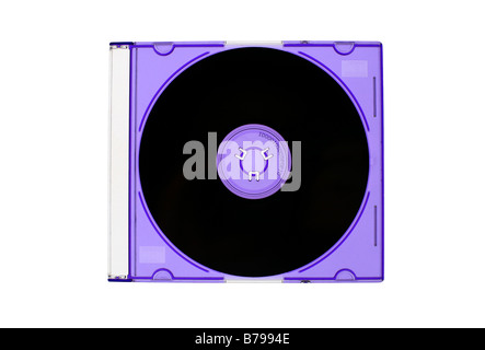 DVD digital versatile disk in a magenta colored slim case, cut-out, close-up Stock Photo