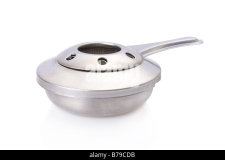 Alcohol burner from a fondue set isolated on white background Stock Photo