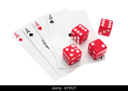 Dice and Ace Cards Stock Photo