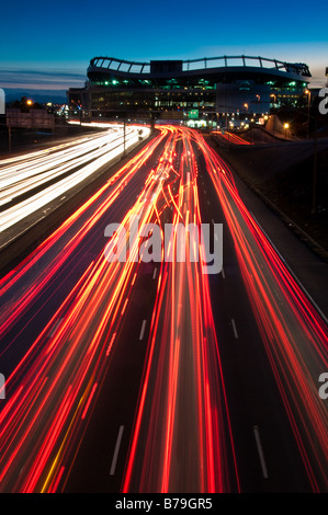 Invesco field and I-25 traffic Stock Photo