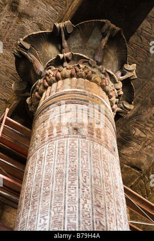 Column within the Hypostyle Hall at the Temple Of Khnum at Esna, Egypt Stock Photo