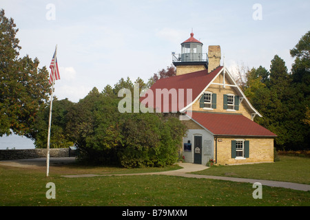 WISCONSIN - Eagle Bluff Lighthouse over looking Lake Michigan from Peninsula State Park in Door County. Stock Photo