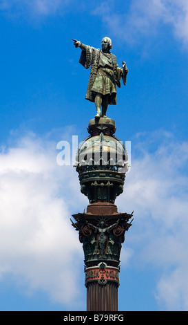 COLUMBUS COLUMN PAESEIG DE COLON BARCELONA CATALUNYA Stock Photo