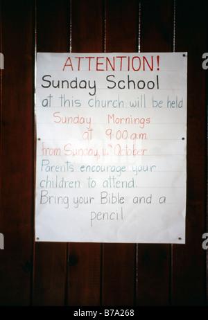 Parham Antigua St Peters Anglican Church Sunday School Notice Stock Photo
