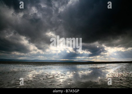 A stormy Reflection at the River Dee Estuary Stock Photo