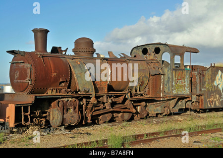 Corroded steam locomotive at the Port Elisabeth train cemetery, South Africa, Africa Stock Photo