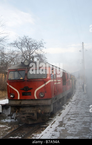 Bulgarian State Railways narrow gauge locomotive on the Bansko - Septemvri Line, Bulgaria Stock Photo