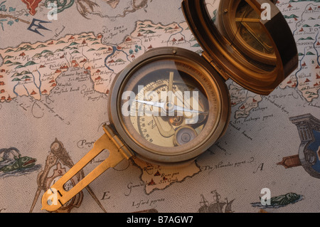 Compass and Old Map - Jphn Gollop Stock Photo