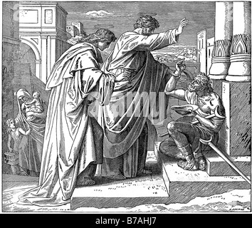 Jesus Christ healing a man lame from birth, the Apostles, New Testament ...