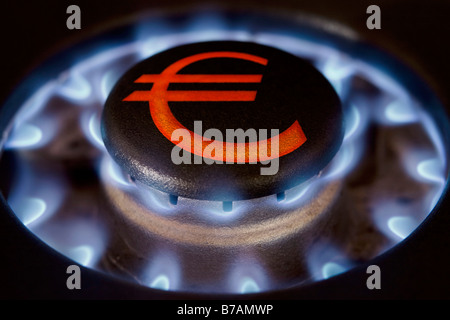 Gas flame and euro-symbol Stock Photo