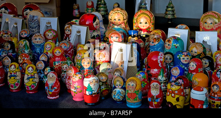 Russian Babushka dolls on display in a market in St Petersburg Russia Stock Photo Alamy