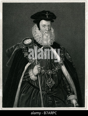 William Cecil, 1st Baron Burghley (sometimes spelled Burleigh) (13 September 1520 – 4 August 1598), KG was an English statesman, Stock Photo