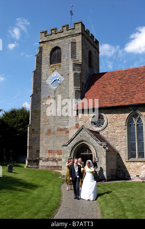 Wedding Service at 15th Century St Nicholas Church Radford Semele Leamington. Stock Photo