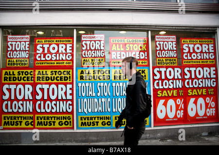 Closing down sale in Woolworth store, London Stock Photo