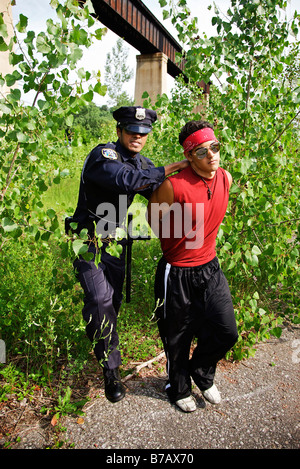 Police Officer Arresting Suspicious Young Car Driver Stock Photo - Alamy