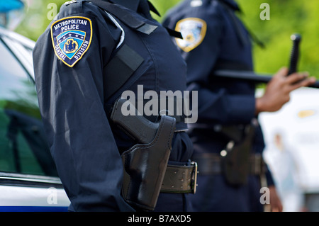 Close-up of Police Officer's Gun Stock Photo