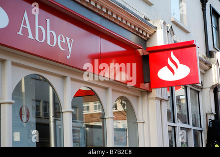 Abbey bank sign and shop front Stock Photo