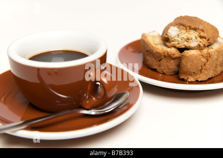 Espresso and italian cookies Stock Photo