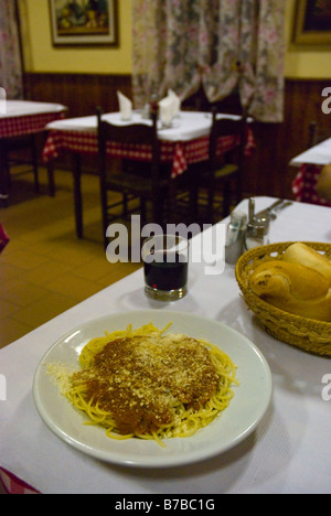 Plate of spaghetti in a trattoria in Mestre in Venice Italy Europe Stock Photo