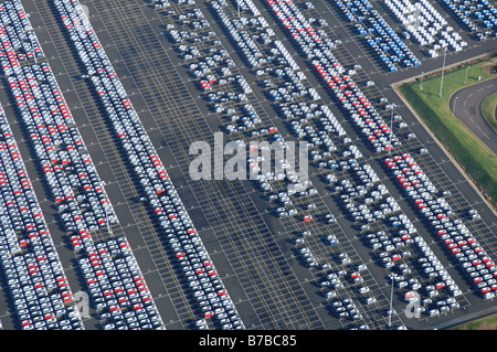 Stock pile of new cars at the Toyota car plant near Derby Stock Photo