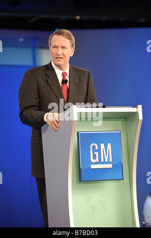 General Motors Chairman and Chief Executive Officer Rick Wagoner at the 2009 North American International Auto Show in Detroit Stock Photo