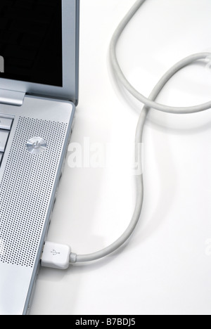 USB port on a laptop computer Stock Photo