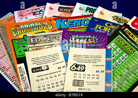 Fortune in The winning Hand Lottery Tickets as sold in Canada Stock Photo