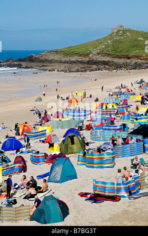 a summers day at porthmeor beach, st.ives, cornwall, uk Stock Photo