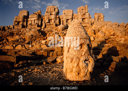 Nemrut Dagi (Mount Nimrod) head of Heracles (Hercules) toppled from statue behind by earthquake, eastern terrace at dawn Stock Photo