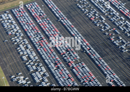 Stock pile of new cars at the Toyota car plant near Derby Stock Photo