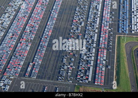 Stock pile of new cars at the Toyota car plant near Derby Stock Photo