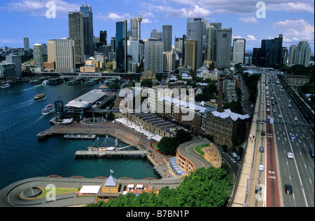 Sydney skyline as seen from a tower on the Sydney Harbour Bridge Stock Photo