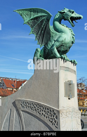 Detail of the Dragon bridge, Ljubljana, Slovenia Stock Photo