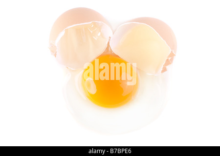 uncooked broken egg isolated on white background Stock Photo