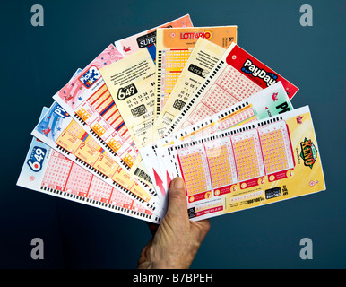 The winning Hand Lottery Tickets as sold in Canada Stock Photo