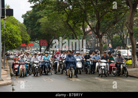 Scooter and motorbike traffic in Ho chi Minh City (Saigon), Vietnam Stock Photo