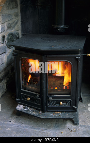 Log burning stove Stock Photo