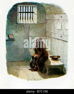 Oliver Twist Fagin in the Condemned Cell original illustration by George Cruikshank for the Dickens novel of 1837 1839 Stock Photo