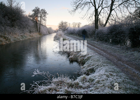 A winters morning on the canal between Macclesfield & Bollington Stock Photo