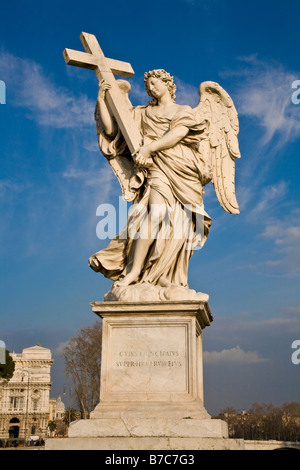 One of several angel statues on the bridge of Castel Sant' Angelo in Rome, Italy Stock Photo