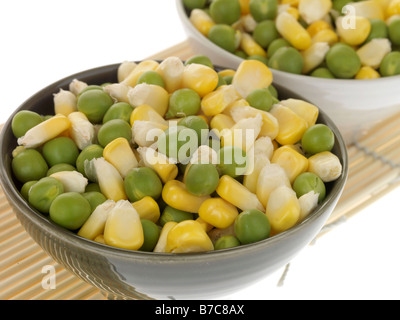 Fresh Healthy Colourful Vegetarian Peas and Sweetcorn Mixed Salad With No People Stock Photo
