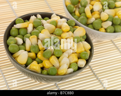 Fresh Healthy Colourful Vegetarian Peas and Sweetcorn Mixed Salad With No People Stock Photo