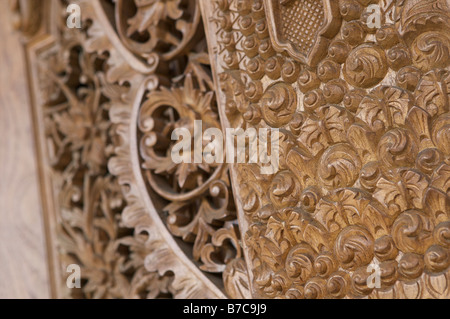 Malaysia carvings in to wood at a traditional house in Miri Malaysia Stock Photo