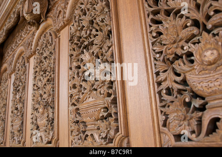 Malaysia carvings in to wood at a traditional house in Miri Malaysia Stock Photo