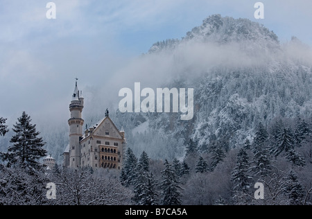 Neuschwanstein Castle in the snow Stock Photo