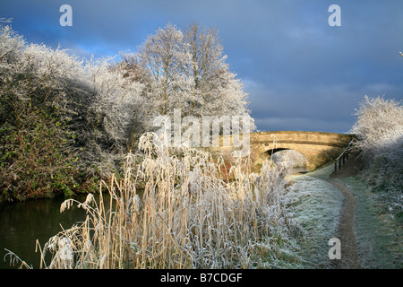 A winters morning on the canal between Macclesfield & Bollington Stock Photo