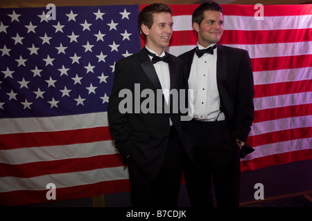US expatriate citizens gather at a formal ball for Barack Obama's inauguration as the 44th US President in London Stock Photo
