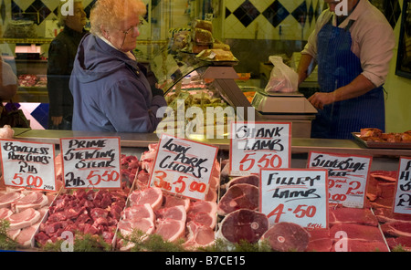 A butcher's shop in Bromsgrove, Worcestershire, UK Stock Photo
