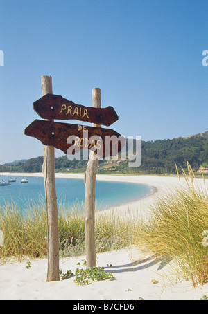 Rodas beach. Cies Islands. Atlantic Islands National Park. Pontevedra province. Galicia. Spain. Stock Photo