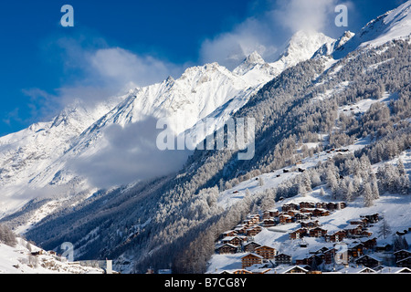 Mountains surrounding Zermatt Switzerland Stock Photo